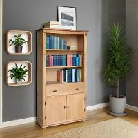 Estante Livreiro De Madeira Com 1 Gaveta E 2 Portas Pés Torneados - Cera (madeira Bruta) - 2