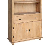 Estante Livreiro De Madeira Com 1 Gaveta E 2 Portas Pés Torneados - Cera (madeira Bruta) - 3