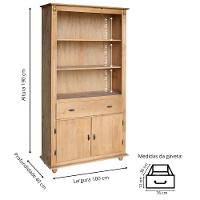 Estante Livreiro De Madeira Com 1 Gaveta E 2 Portas Pés Torneados - Cera (madeira Bruta) - 4