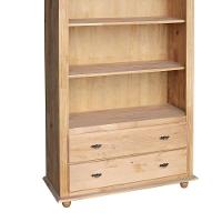 Estante Livreiro De Madeira 3 Prateleiras 2 Gavetas Pés Torneados - Cera (madeira Bruta) - 3