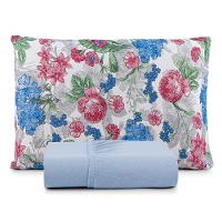 Jogo De Lençol Casal Malha 100% Algodão C- Elástico 3 Pçs Cor Do Lençol Azul Claro - 1