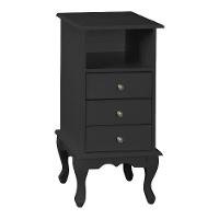 Mesa De Cabeceira Com Gaveta E Nicho Pés Luiz Xv - Preto Laca - 2