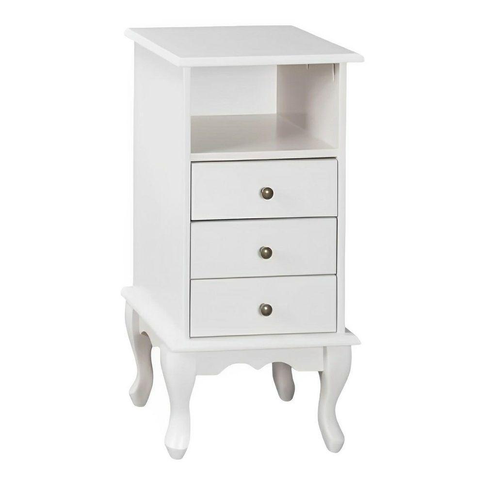 Mesa De Cabeceira Com Gaveta E Nicho Pés Luiz Xv - Nude Laca - 1