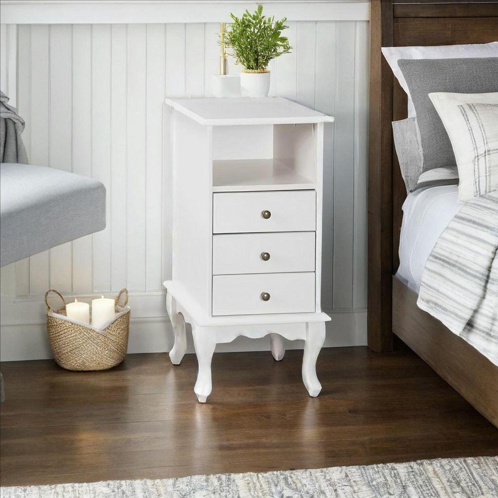 Mesa De Cabeceira Com Gaveta E Nicho Pés Luiz Xv - Nude Laca - 2