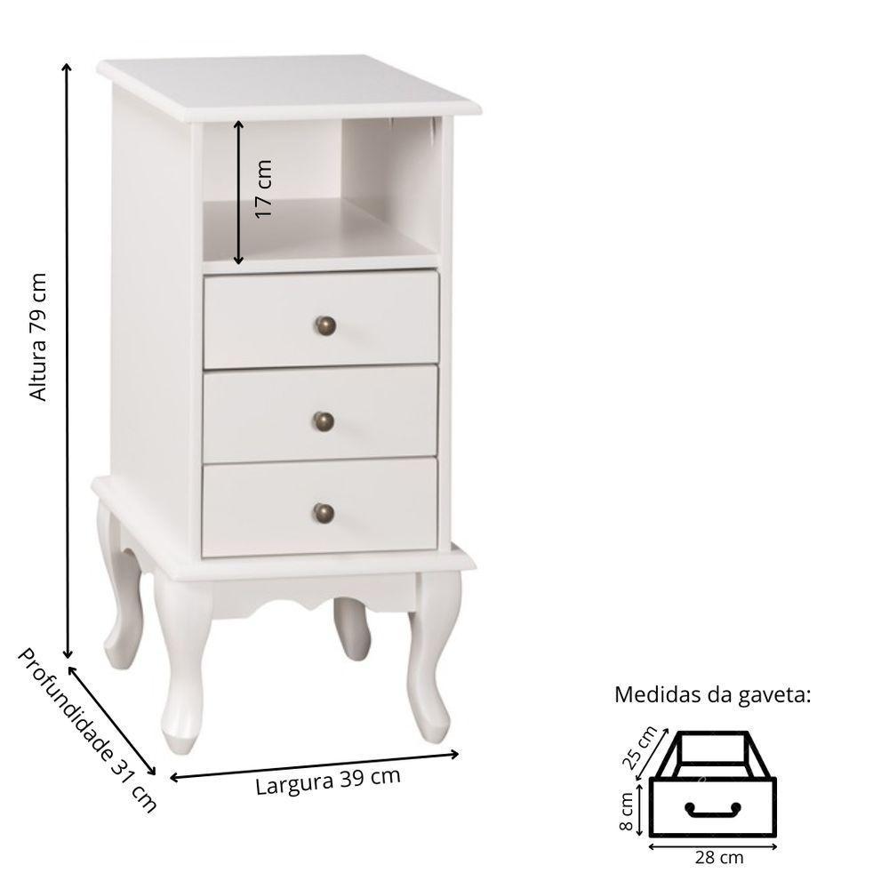Mesa De Cabeceira Com Gaveta E Nicho Pés Luiz Xv - Nude Laca - 4
