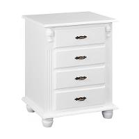 Mesa De Cabeceira Com 4 Gavetas E Pés Torneados - Branco Laca - 4