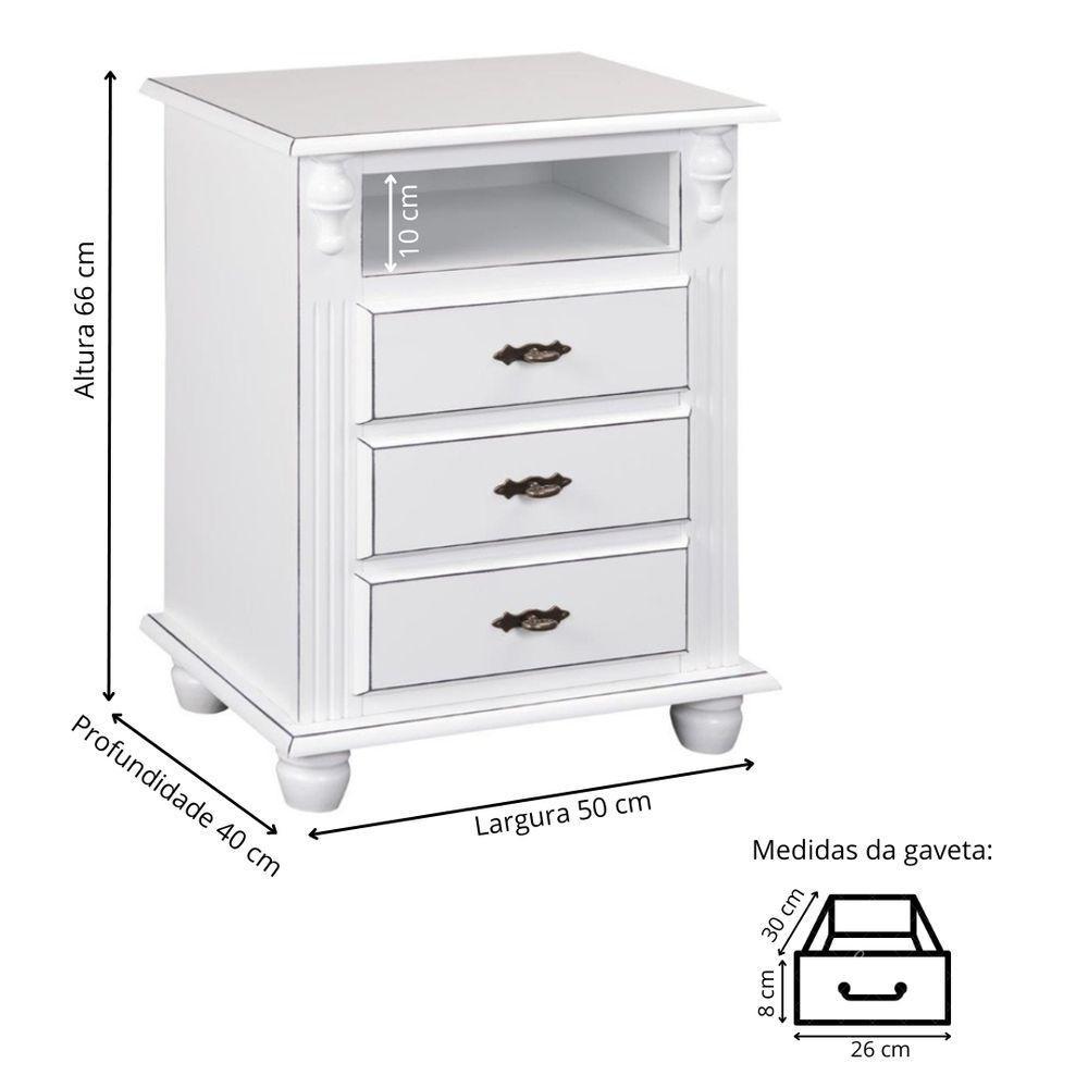 Mesa De Cabeceira Com Nicho E Pés Torneados - Branco Laca - 4