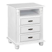 Mesa De Cabeceira Com Nicho E Pés Torneados - Branco Laca - 2