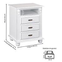 Mesa De Cabeceira Com Nicho E Pés Torneados - Branco Laca - 4