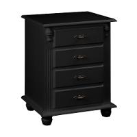 Mesa De Cabeceira Com 4 Gavetas E Pés Torneados - Preto Laca - 2