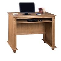 Escrivaninha De Madeira Com Porta Teclado E Pés Torneados - Cera (madeira Bruta) - 2