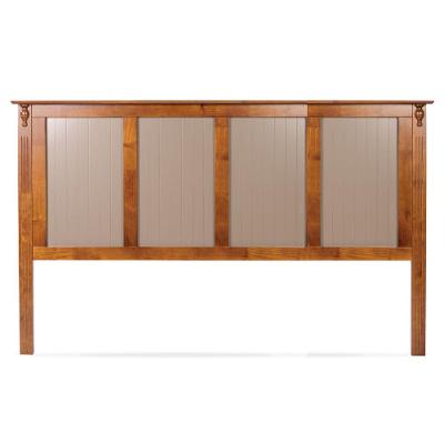 Cabeceira De Cama Rústica Com Almofada Ripada - Imbuia Glazer Com Almofadas Amêndoa - King - 198 Cm