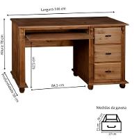 Escrivaninha Com Porta Teclado E Pés Torneados - Imbuia Glazer - 5