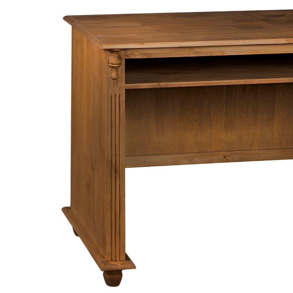 Escrivaninha De Madeira Com Porta Teclado E Pés Torneados - Imbuia Glazer - 4