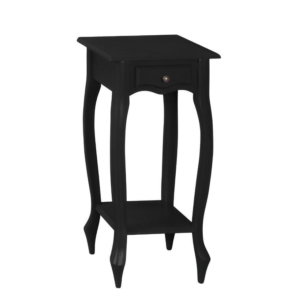 Mesa De Apoio Com Gaveta Falsa E Pé Luiz Xv - Preto Laca - 2