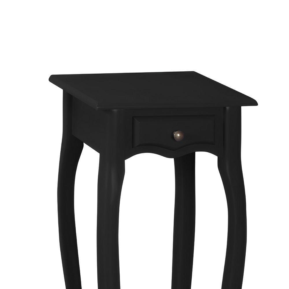 Mesa De Apoio Com Gaveta Falsa E Pé Luiz Xv - Preto Laca - 3