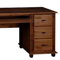 Escrivaninha Com Porta Teclado E Pés Torneados - Castanho Envelhecido