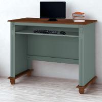 Escrivaninha De Madeira Com Porta Teclado E Pés Torneados - Verde Menta Com Tampo E Base Imbuia Glazer - 1