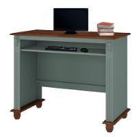 Escrivaninha De Madeira Com Porta Teclado E Pés Torneados - Verde Menta Com Tampo E Base Imbuia Glazer - 2