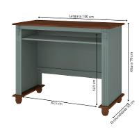 Escrivaninha De Madeira Com Porta Teclado E Pés Torneados - Verde Menta Com Tampo E Base Imbuia Glazer - 4
