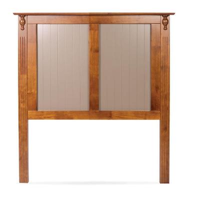 Cabeceira De Cama Rústica Com Almofada Ripada - Imbuia Glazer Com Almofadas Amêndoa - Solteiro - 88 Cm