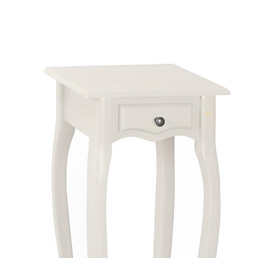 Mesa De Apoio Com Gaveta Falsa E Pé Luiz Xv - Branco Laca - 3