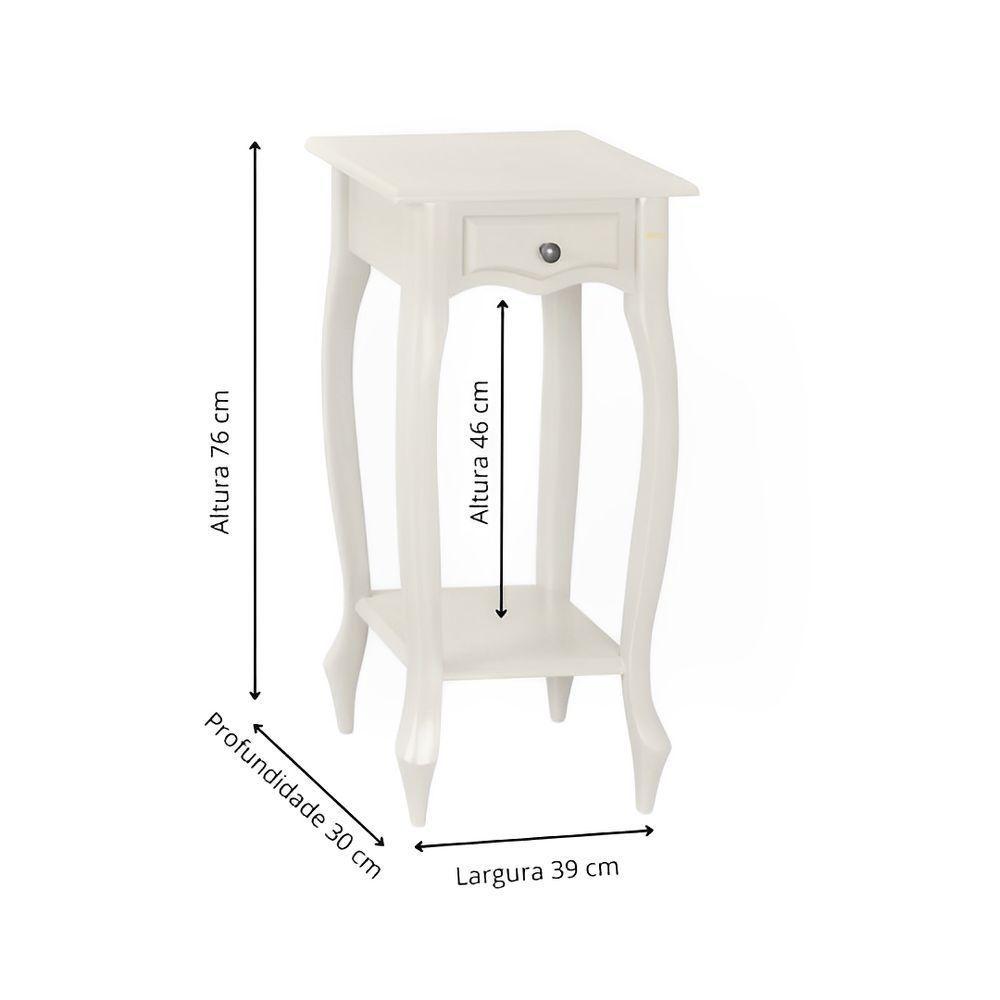 Mesa De Apoio Com Gaveta Falsa E Pé Luiz Xv - Branco Laca - 4