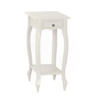 Mesa De Apoio Com Gaveta Falsa E Pé Luiz Xv - Branco Laca - 2