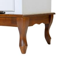 Mesa De Centro Retangular 2 Portas Pés Luiz Xv - Branco Laca Com Tampo E Base Imbuia Glazer - 3