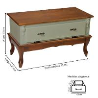 Mesa De Centro Retangular 2 Portas Pés Luiz Xv - Verde Chá Com Tampo E Base Imbuia Glazer - 5