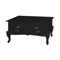 Mesa De Centro Retangular 2 Portas Pés Luiz Xv - Preto Laca - 1