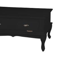 Mesa De Centro Retangular 2 Portas Pés Luiz Xv - Preto Laca - 2