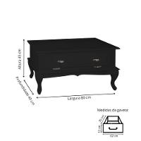 Mesa De Centro Retangular 2 Portas Pés Luiz Xv - Preto Laca - 3