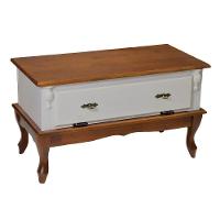 Mesa De Centro Retangular 2 Portas Pés Luiz Xv - Nude Laca Com Tampo E Base Imbuia Glazer - 1