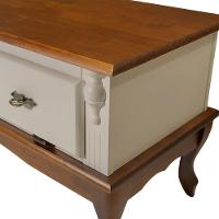 Mesa De Centro Retangular 2 Portas Pés Luiz Xv - Nude Laca Com Tampo E Base Imbuia Glazer - 3