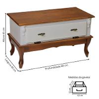 Mesa De Centro Retangular 2 Portas Pés Luiz Xv - Nude Laca Com Tampo E Base Imbuia Glazer - 5