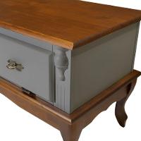 Mesa De Centro Retangular 2 Portas Pés Luiz Xv - Cinza Laca Com Tampos E Base Imbuia Glazer - 3