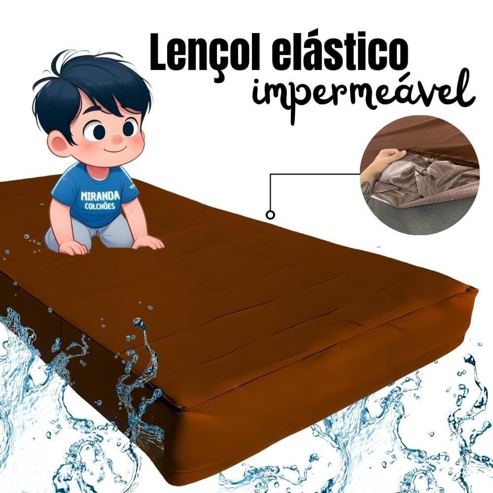 Capa Protetora Impermeável Hospitalar P/ Colchão Lençol Elástico Solteiro 88x188x20cm - Marrom - 3