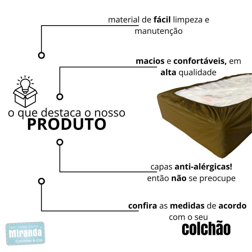Capa Protetora Impermeável Hospitalar P/ Colchão Lençol Elástico Solteiro 88x188x20cm - Marrom - 5