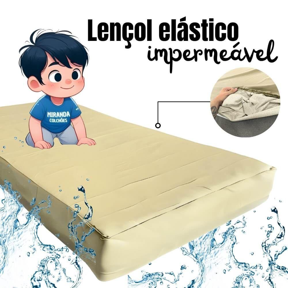 Capa Protetora Impermeável Hospitalar P/ Colchão Lençol Elástico Solteiro 88x188x20cm - Bege - 3