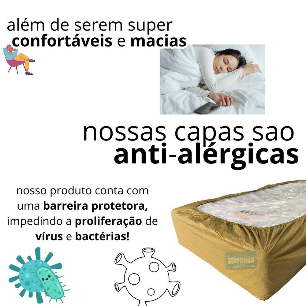 Capa Protetora Impermeável Hospitalar P/ Colchão Lençol Elástico Solteiro 88x188x20cm - Bege - 4