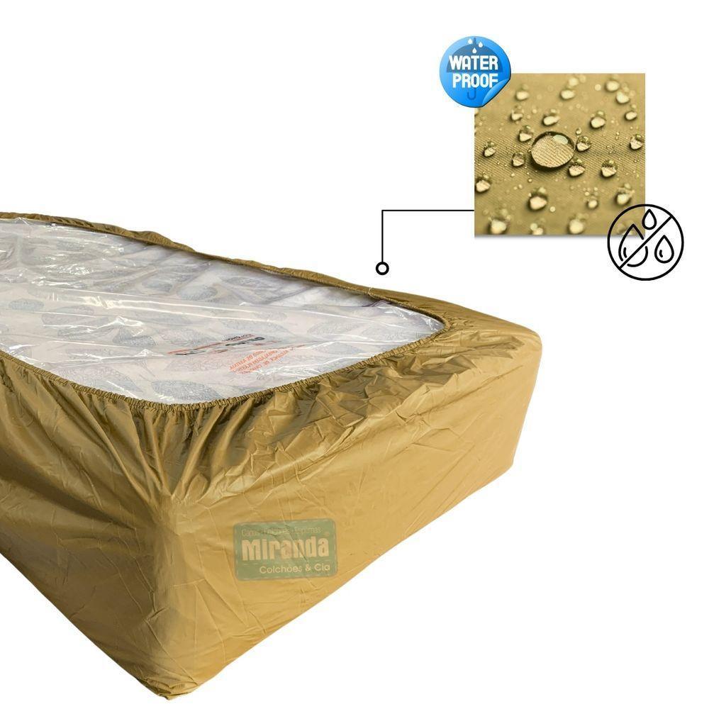 Capa Protetora Impermeável Hospitalar P/ Colchão Lençol Elástico Solteiro 88x188x20cm - Bege - 5