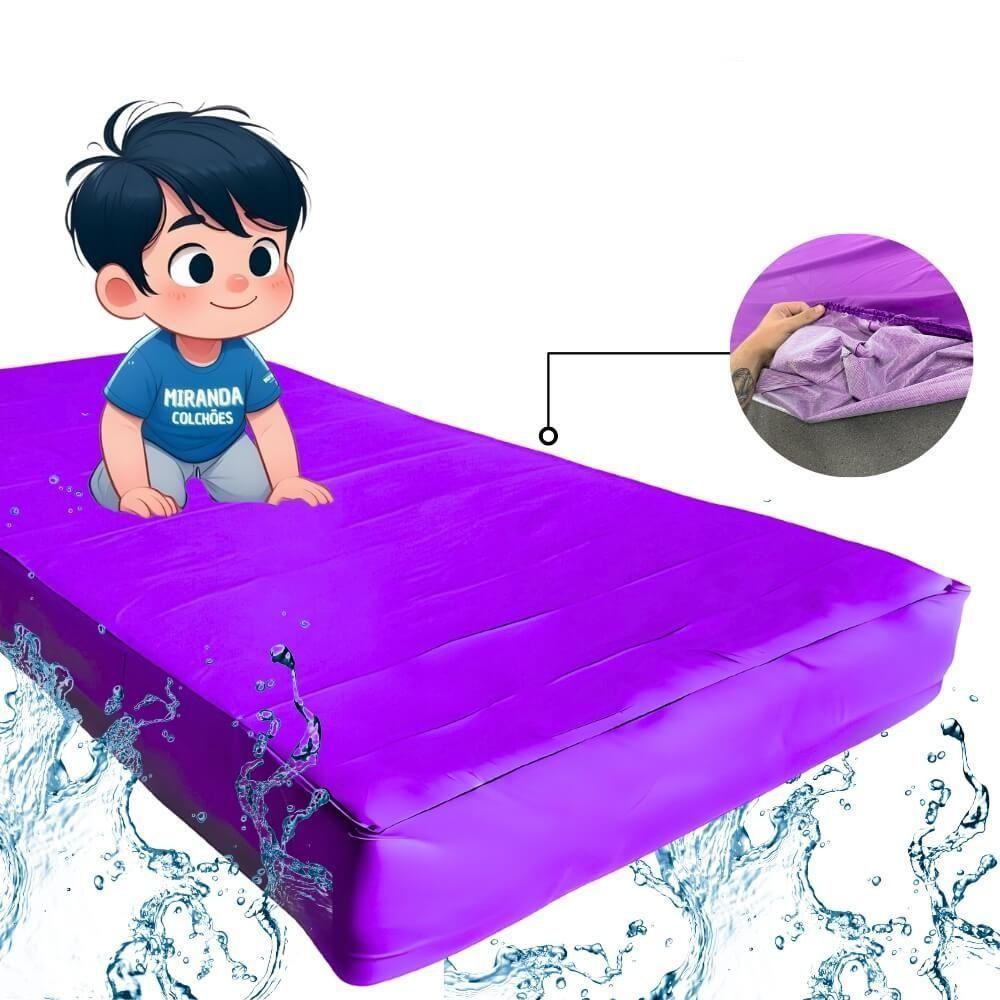 Capa Protetora Impermeável Colchão Lençol Elástico Solteiro 88x188x20cm - Lilás - 2