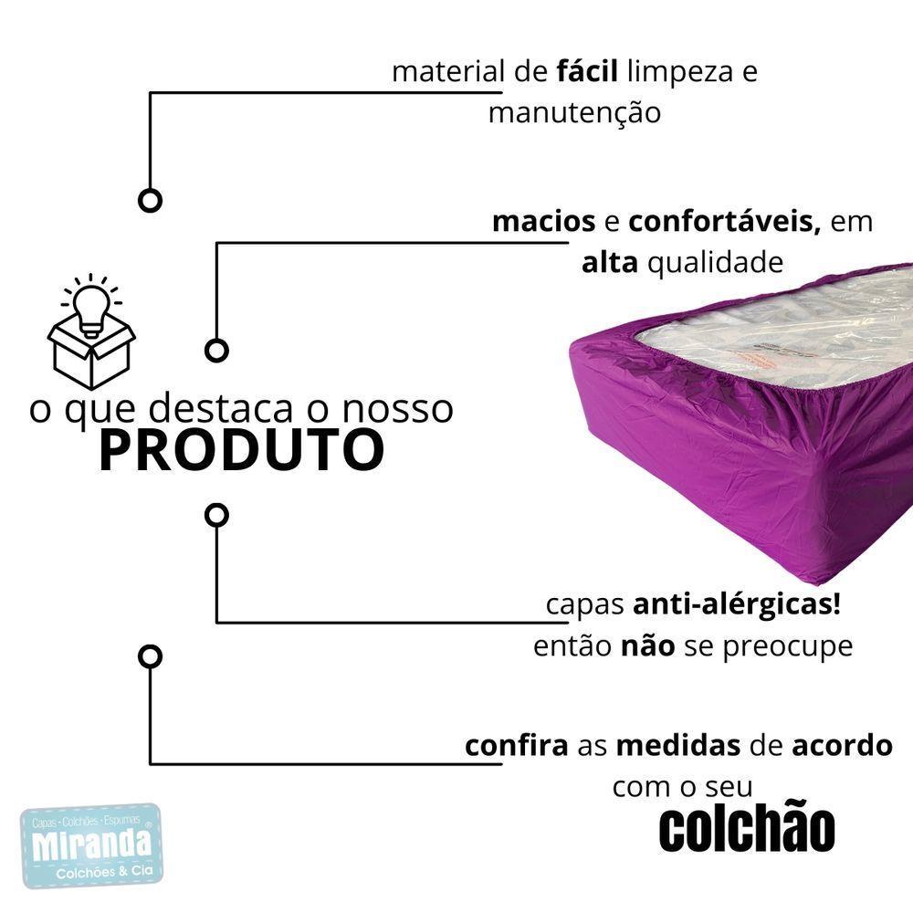 Capa Protetora Impermeável Colchão Lençol Elástico Solteiro 88x188x20cm - Lilás - 5