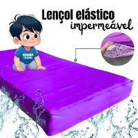 Capa Protetora Impermeável Colchão Lençol Elástico Solteiro 88x188x20cm - Lilás - 3
