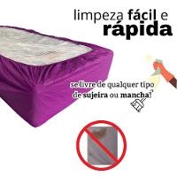 Capa Protetora Impermeável Colchão Lençol Elástico Solteiro 88x188x20cm - Lilás - 9
