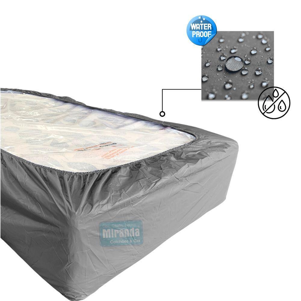 Capa Protetora Impermeável Colchão Lençol Elástico Solteiro 88x188x20cm - Cinza - 2