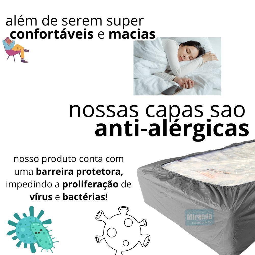 Capa Protetora Impermeável Colchão Lençol Elástico Solteiro 88x188x20cm - Cinza - 5