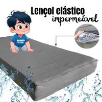 Capa Protetora Impermeável Colchão Lençol Elástico Solteiro 88x188x20cm - Cinza - 3