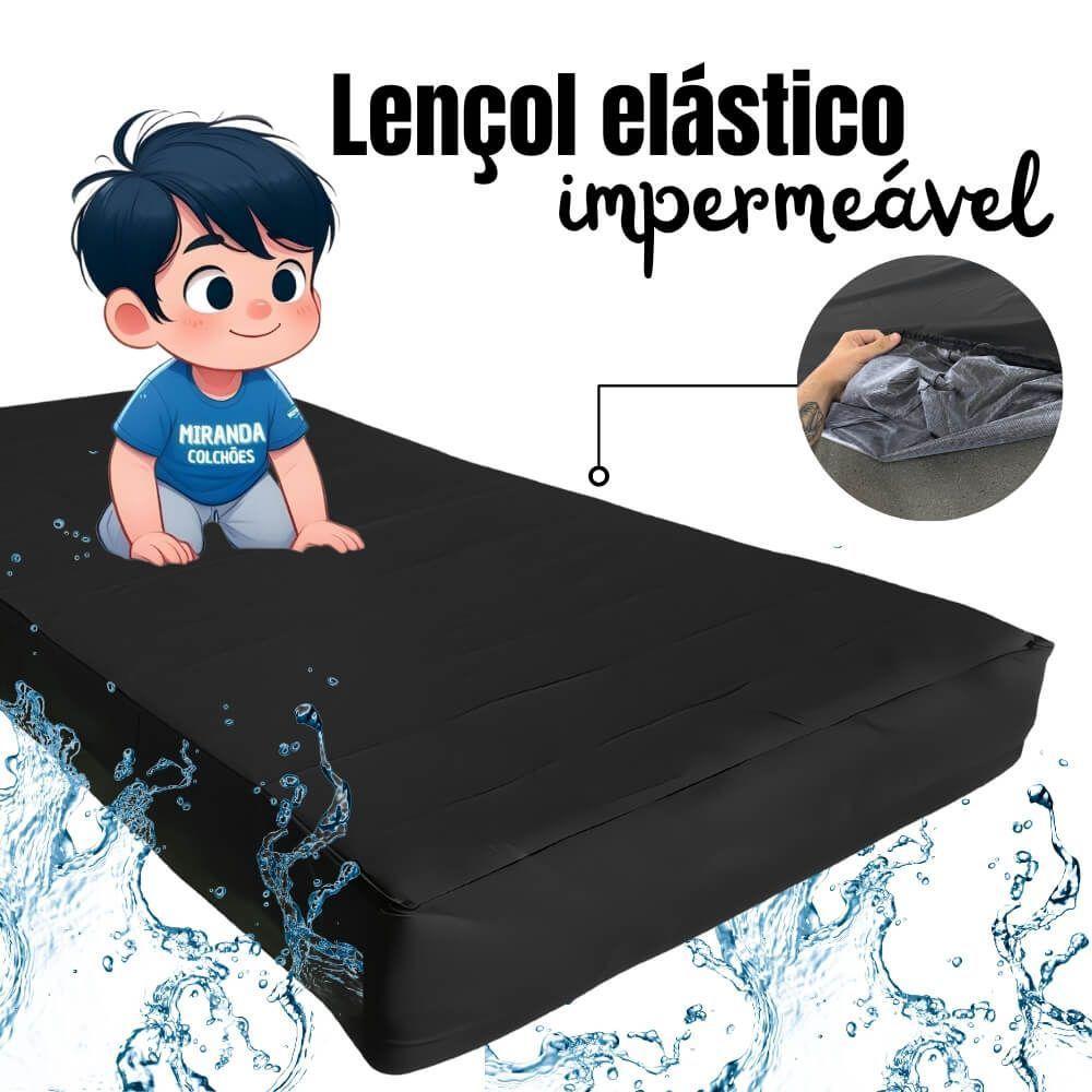 Capa Protetora Impermeável Colchão Lençol Elástico Solteiro 88x188x20cm - Preta - 3